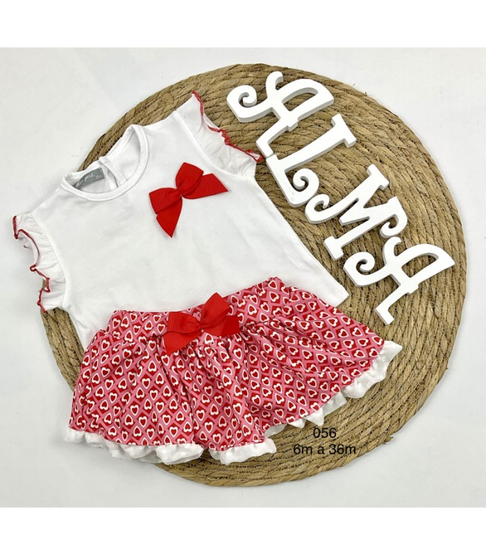 Conjunto bebé niña corazón lazo