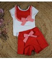 Conjunto niña rojo rayas trapitos