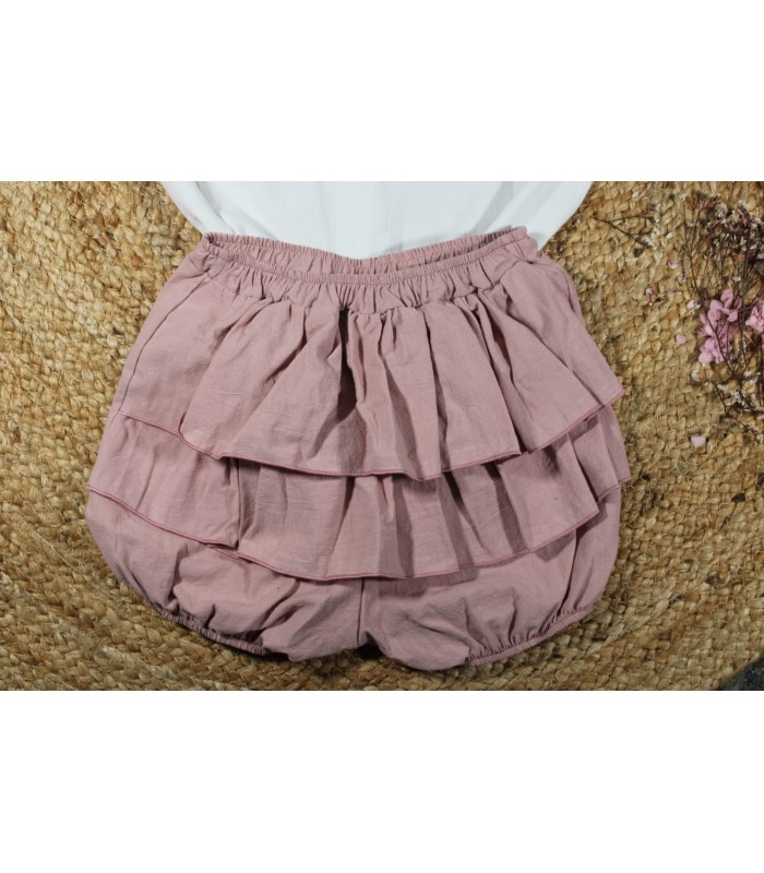 Conjunto bombacho niña marena camisa blanca