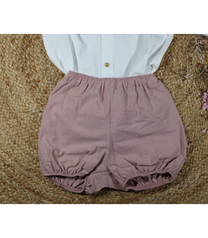 Conjunto bombacho niña marena camisa blanca