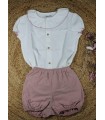 Conjunto bombacho niña marena camisa blanca