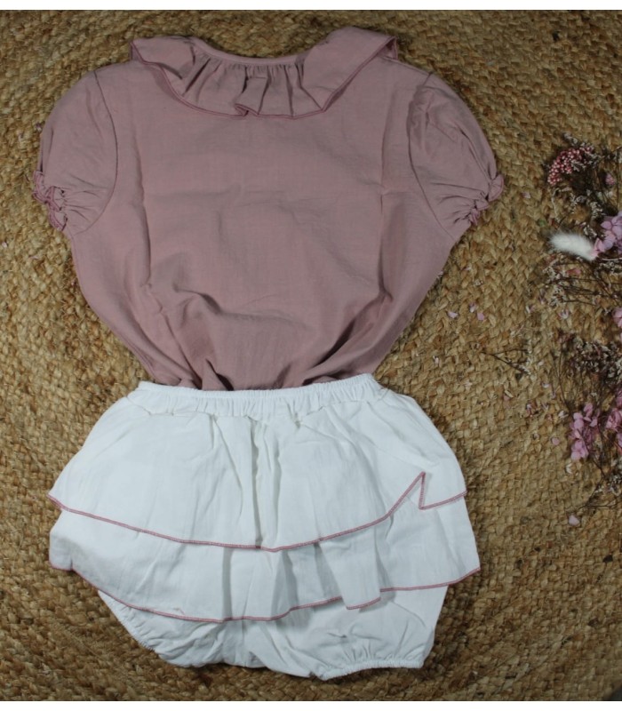 Conjunto bombacho niña marena camisa rosa