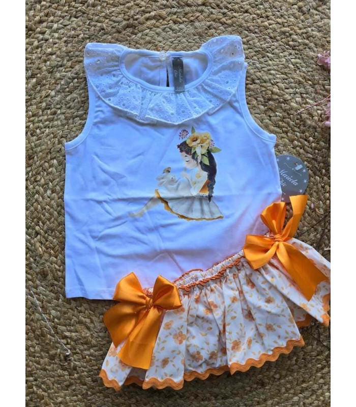 Conjunto niña naranja trapitos