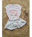 Conjunto falda niña trapitos flores