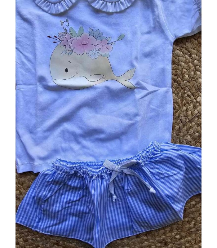 Conjunto ballena niña trapitos