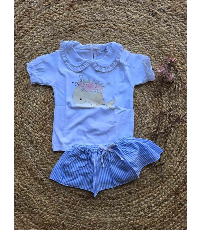 Conjunto ballena niña trapitos