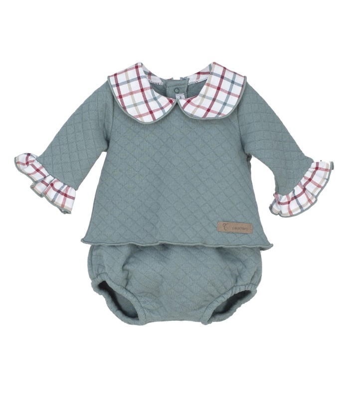 Conjunto calamaro niña cuadros verde